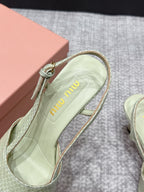 Miu 26s Heeled Sandals 8.5cm Light Green Snakeskin Texture 680492