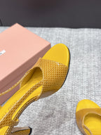 Miu 26s Heeled Sandals 8.5cm Yellow Snakeskin Texture 680495