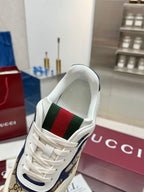 GG Re-Web Sneakers Black Brown White Suede Cowhide Fabric 564716