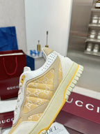 GG Re-Web Sneakers Light Yellow White Suede Cowhide Fabric 564718