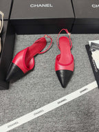 CC 26s Slingback Pointed Black Red Leather 681972