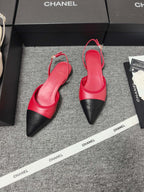 CC 26s Slingback Pointed Black Red Leather 681972