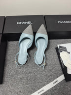 CC 26s Slingback Pointed Grey Blue Leather 681974