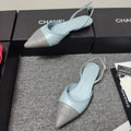 CC 26s Slingback Pointed Grey Blue Leather 681974