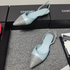 CC 26s Slingback Pointed Grey Blue Leather 681974