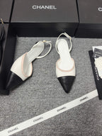 CC 26s Slingback Pointed Black White Leather 681975