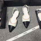 CC 26s Slingback Pointed Black White Leather 681975