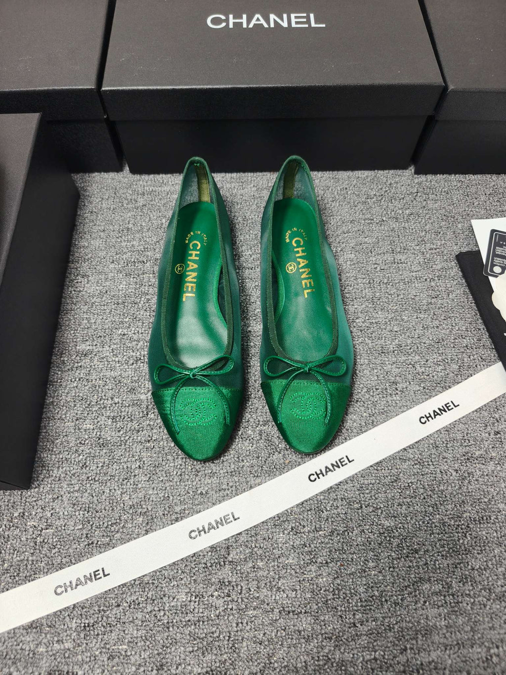 CC 26s Ballet Flat Green Mesh Fabric Sheepskin 681980