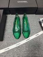 CC 26s Ballet Flat Green Mesh Fabric Sheepskin 681980