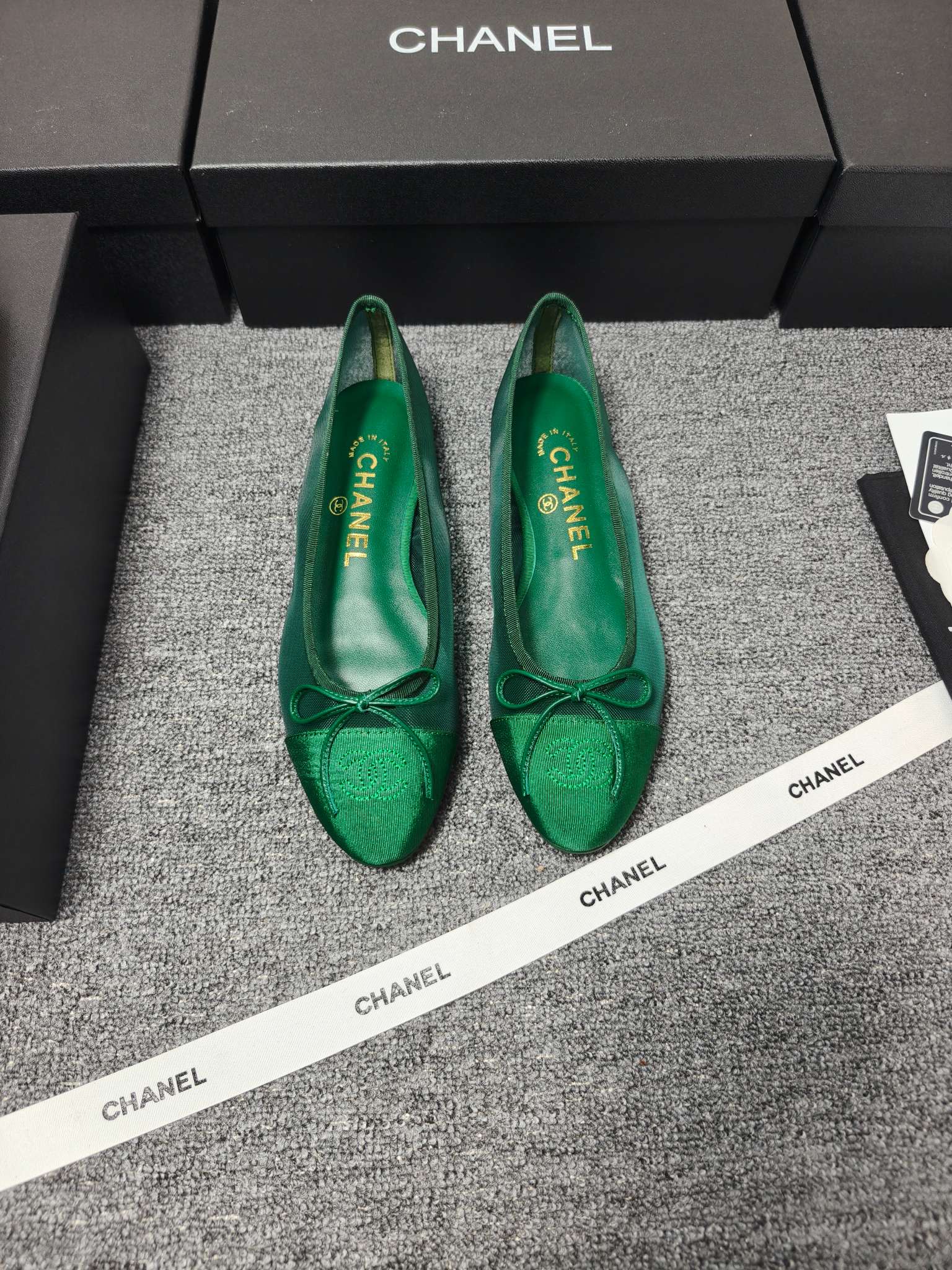 CC 26s Ballet Flat Green Mesh Fabric Sheepskin 681980