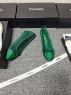 CC 26s Ballet Flat Green Mesh Fabric Sheepskin 681980