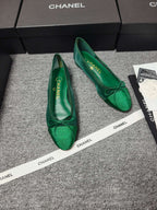 CC 26s Ballet Flat Green Mesh Fabric Sheepskin 681980