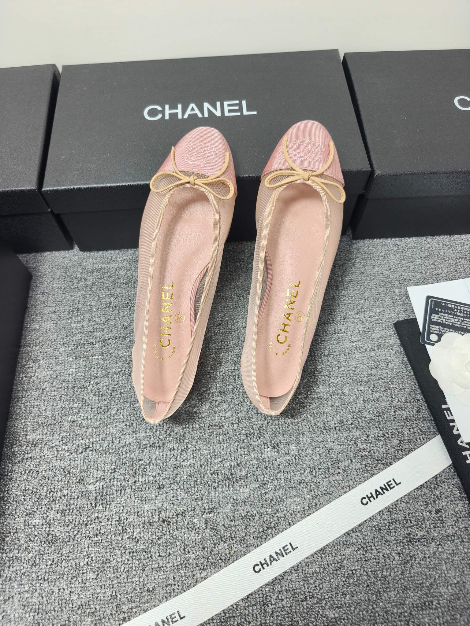 CC 26s Ballet Flat Light Pink Mesh Fabric Sheepskin 681981