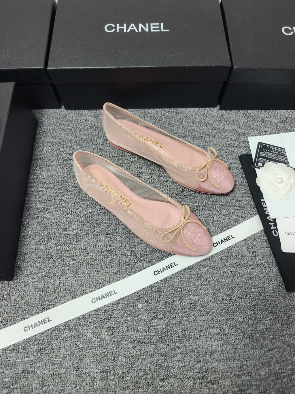 CC 26s Ballet Flat Light Pink Mesh Fabric Sheepskin 681981