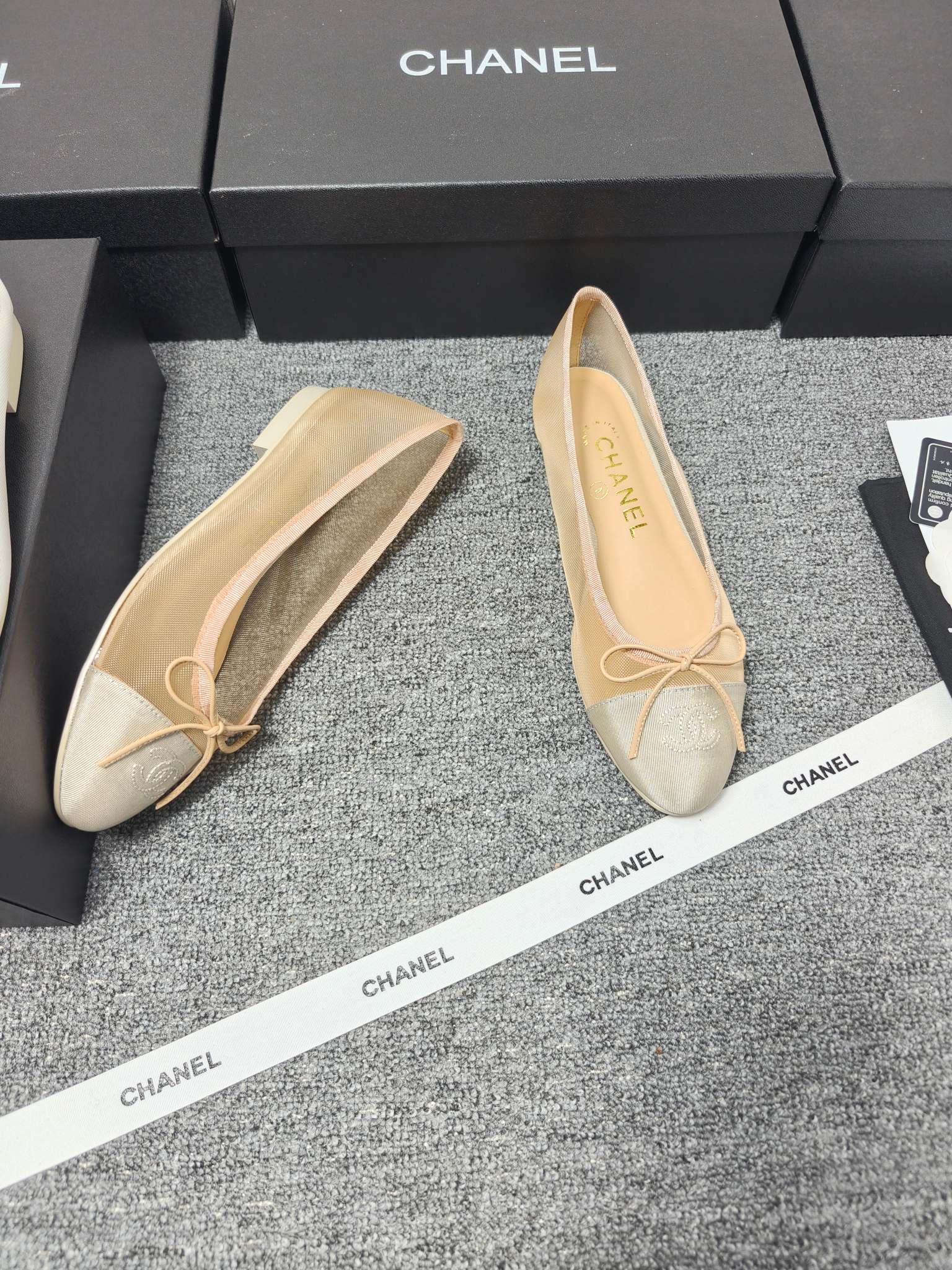 CC 26s Ballet Flat Beige Mesh Fabric Sheepskin 681984