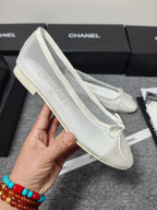 CC 26s Ballet Flat White Mesh Fabric Sheepskin 681983