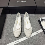 CC 26s Ballet Flat White Mesh Fabric Sheepskin 681983