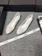 CC 26s Ballet Flat White Mesh Fabric Sheepskin 681983