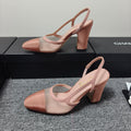 CC 26s Slingback 9.5cm Pink Mesh Fabric Sheepskin 681988