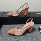 CC 26s Slingback 9.5cm Pink Mesh Fabric Sheepskin 681988