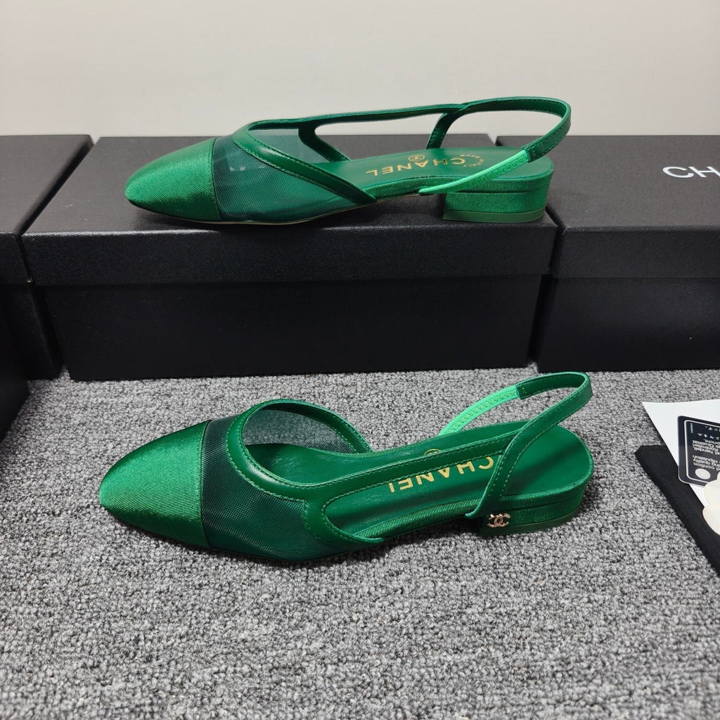 CC 26s Slingback 20 Green Mesh Fabric Sheepskin 681999
