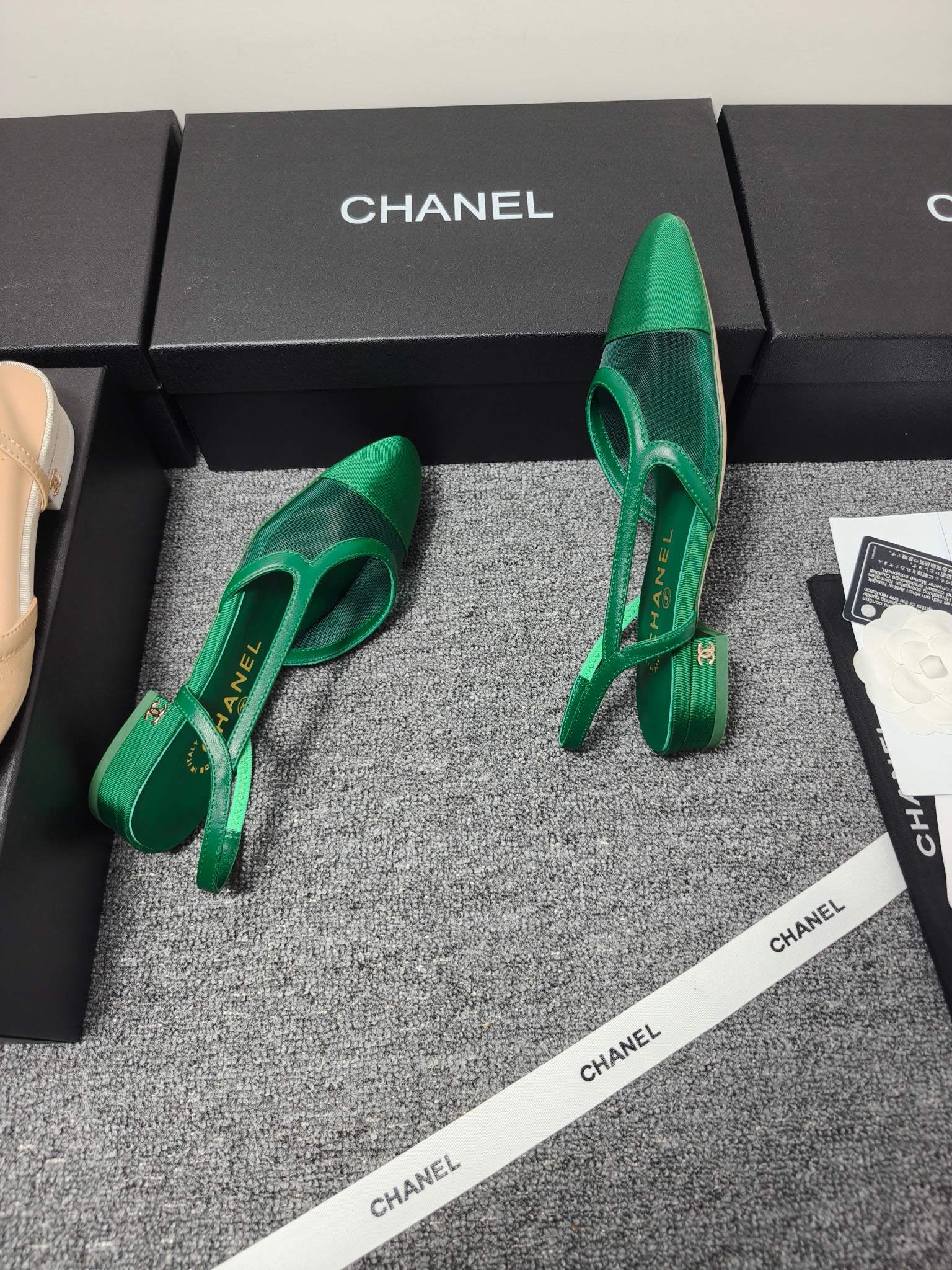 CC 26s Slingback 20 Green Mesh Fabric Sheepskin 681999
