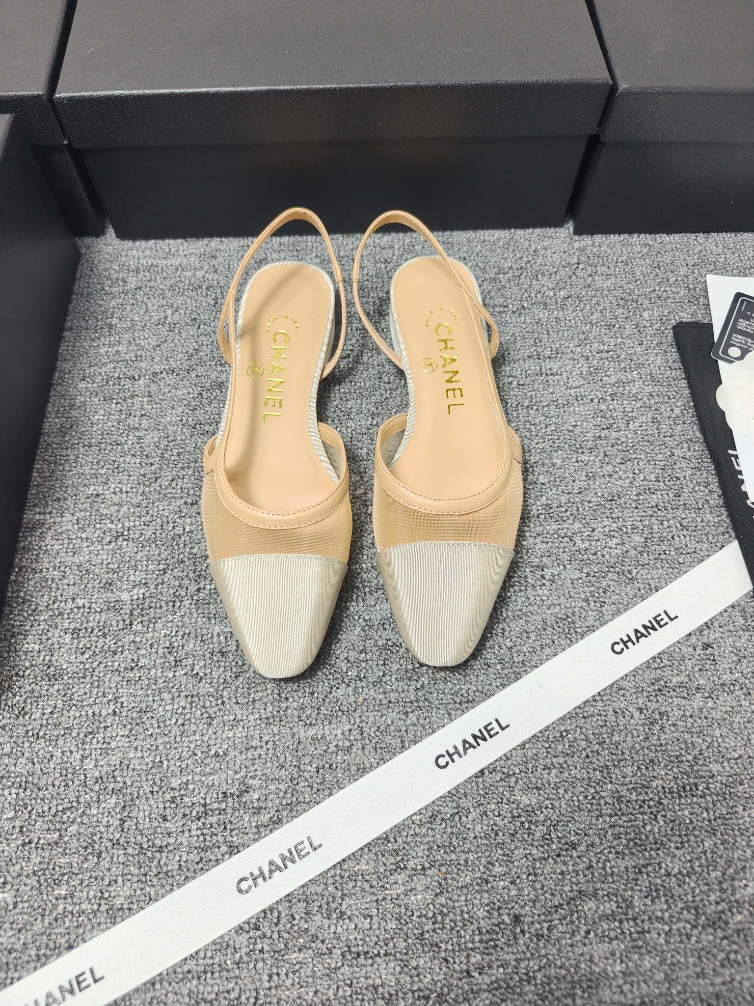 CC 26s Slingback 20 Beige Mesh Fabric Sheepskin 682001