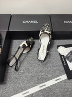 CC SS 2026 Slingbacks Flat White Black Calfskin Lambskin