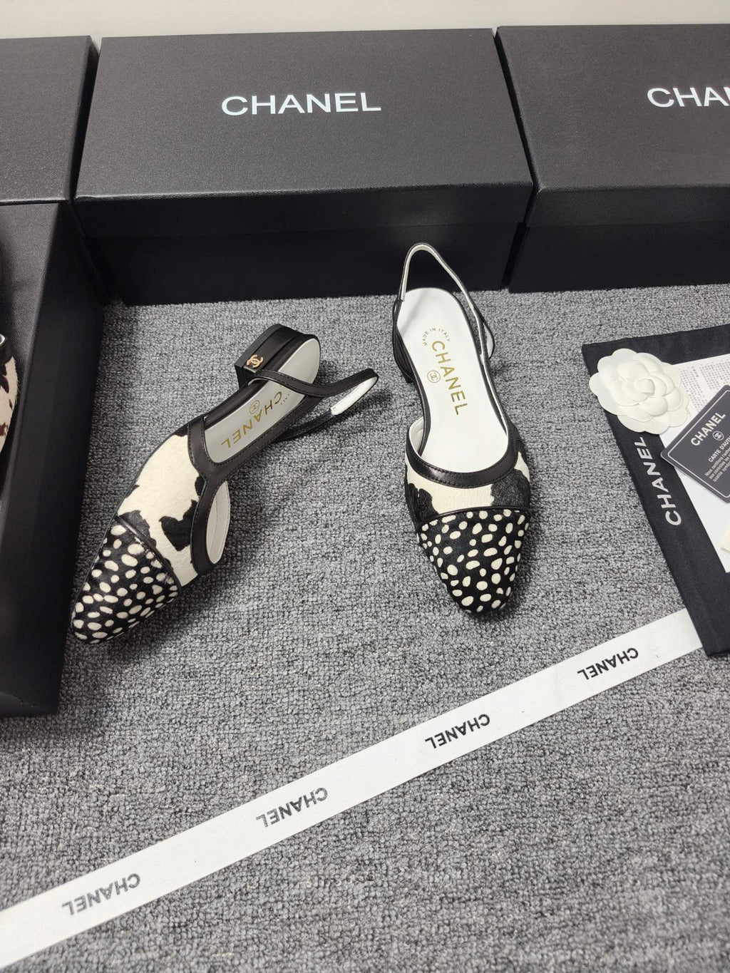 CC SS 2026 Slingbacks Flat White Black Calfskin Lambskin