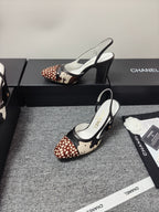 CC SS 2026 Slingbacks 9.5cm White Brown Black Calfskin Lambskin