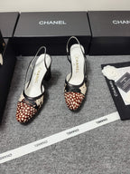 CC SS 2026 Slingbacks 9.5cm White Brown Black Calfskin Lambskin