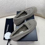 LOAFER IN SMOKE GRAY SUEDE AND WOOL LINING