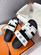 HM Chypre Sandal White Pattern Cowhide 205494