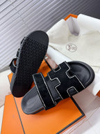 HM Chypre Sandal Black Suede and Crystals 205496