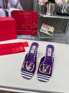 VT Vlogo High-Heeled Sandals 10.5cm Purple White Patent Leather 625763