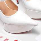 CL Matières Fécales Platform Pumps 15cm White Patent Leather 637883