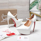 CL Matières Fécales Platform Pumps 15cm White Patent Leather 637883