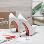 CL Matières Fécales Platform Pumps 15cm White Patent Leather 637883