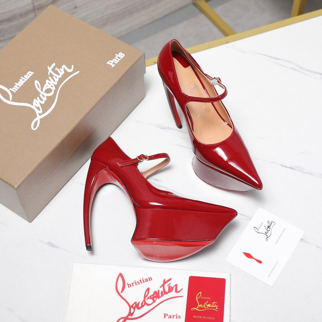 CL Matières Fécales Platform Pumps 15cm Red Patent Leather 637885