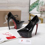 CL Matières Fécales Platform Pumps 15cm Black Patent Leather 637886
