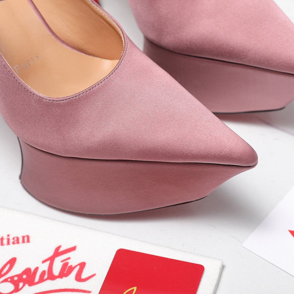 CL Matières Fécales Platform Pumps 15cm Pink Satin 637889