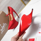 CL Matières Fécales Platform Pumps 15cm Red Satin 637890