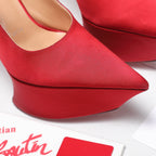 CL Matières Fécales Platform Pumps 15cm Red Satin 637890