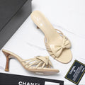 CC 2026 High-heeled Sandals With Delicate Bow 80mm Beige Cowhide 758428