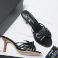 CC 2026 High-heeled Sandals With Delicate Bow 80mm Black Cowhide 758430