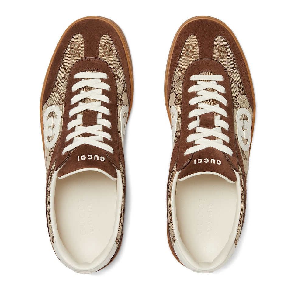 GG Men's G75 Sneaker Dark Brown Canvas Suede 523583