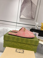 GG & ADIDAS MULE HORSEBIT BUCKLE LIGHT PINK CANVAS