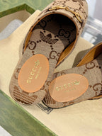 GG & ADIDAS MULE HORSEBIT BUCKLE LIGHT BROWN CANVAS