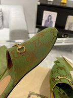 GG & ADIDAS MULE HORSEBIT BUCKLE OLIVE CANVAS