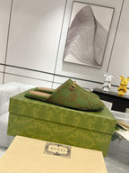 GG & ADIDAS MULE HORSEBIT BUCKLE OLIVE CANVAS